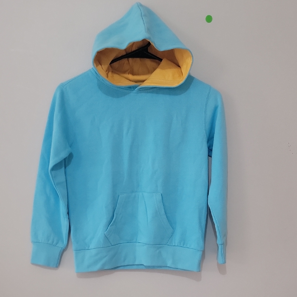 Kids Blue Hoodie with Yellow Lining